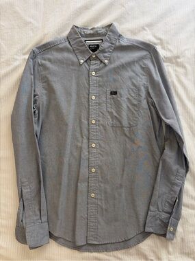 RVCA, Grey Slim-Fit Button-Down Shirt, Small